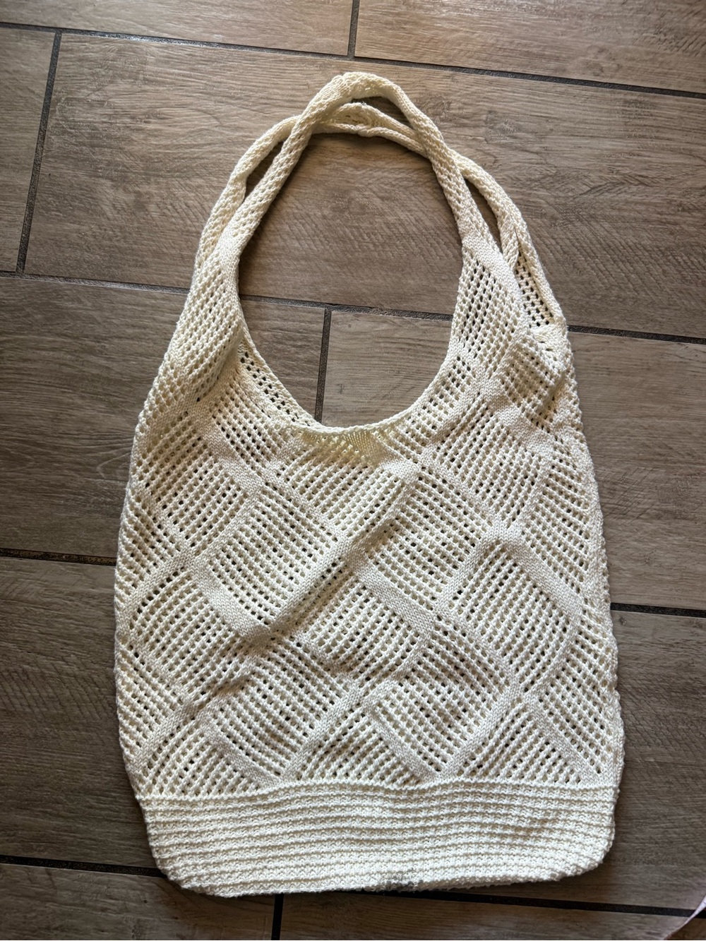 Cream Crochet Market Tote Bag - Unbranded